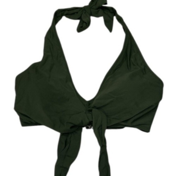 Halter High Waist Two-Piece‎ Swimsuit Tie Knot Green NWOT - Picture 7 of 10